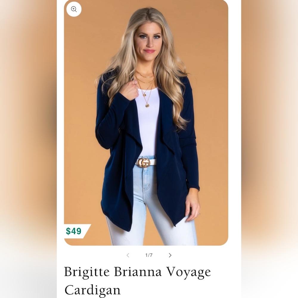 SexyModest.com by Brigitte Brianna Voyage Cardigan Navy Blue NWT  size Large